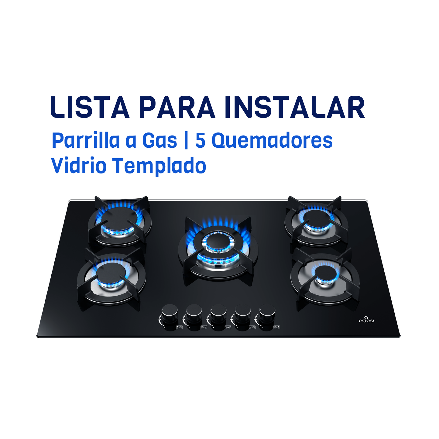 Parrilla A Gas De 5 Quemadores Vidrio Templado