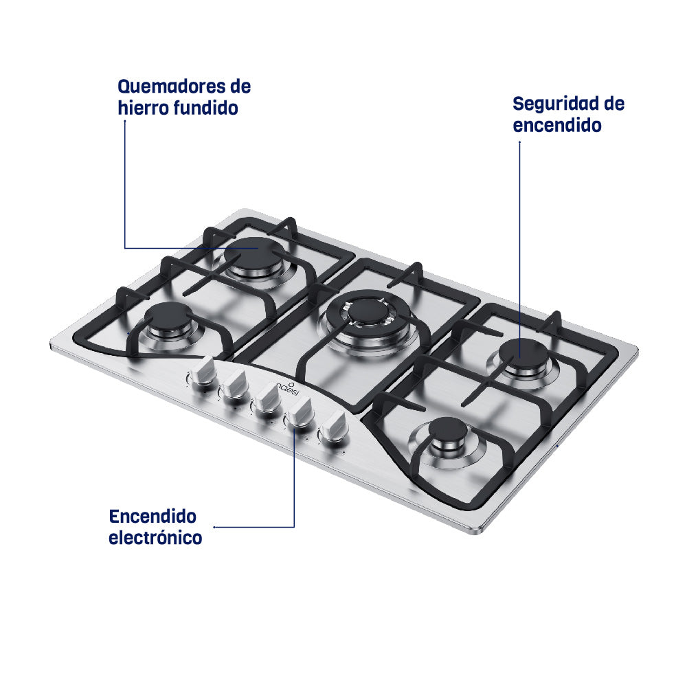 Parrilla A Gas De 5 Quemadores Acero Inoxidable