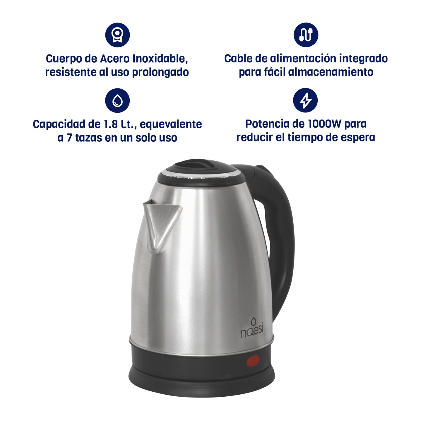 Tetera Eléctrica 1.8 L Acero Inoxidable