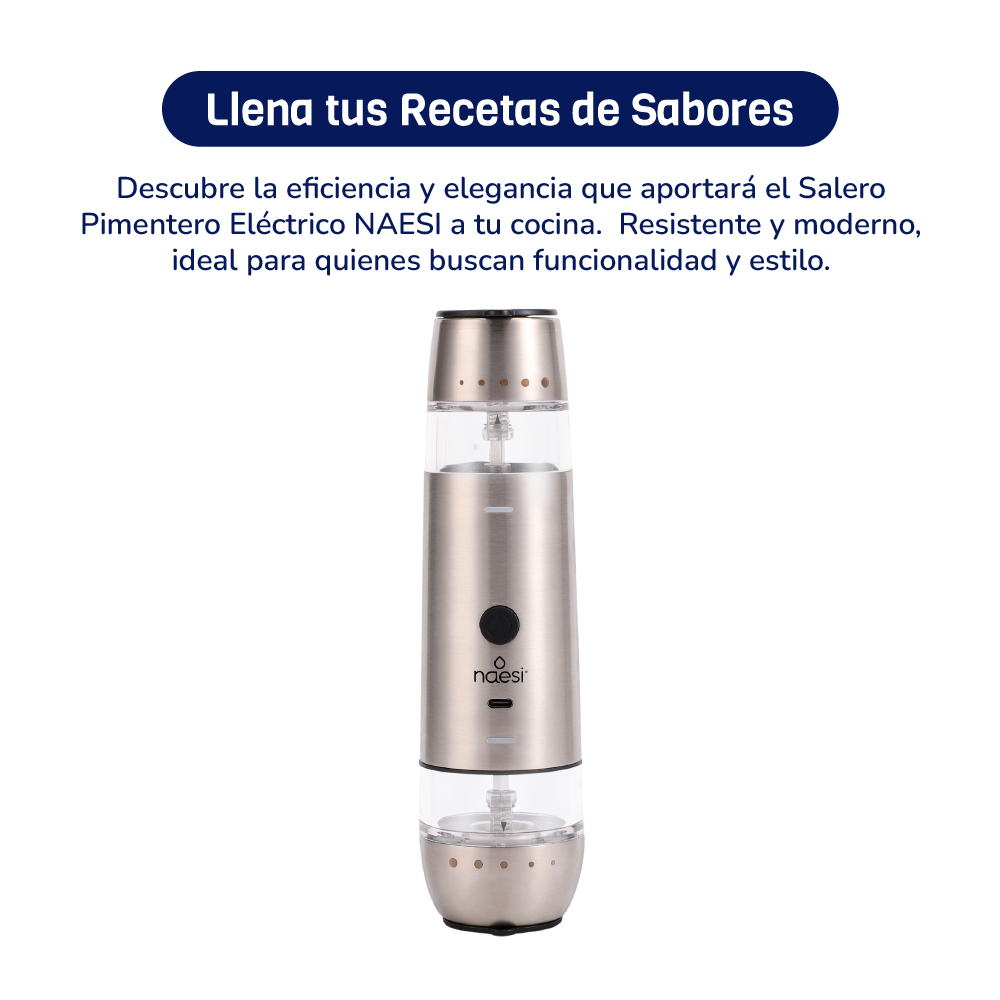 Salero Pimentero Eléctrico 2 en 1 Vidrio