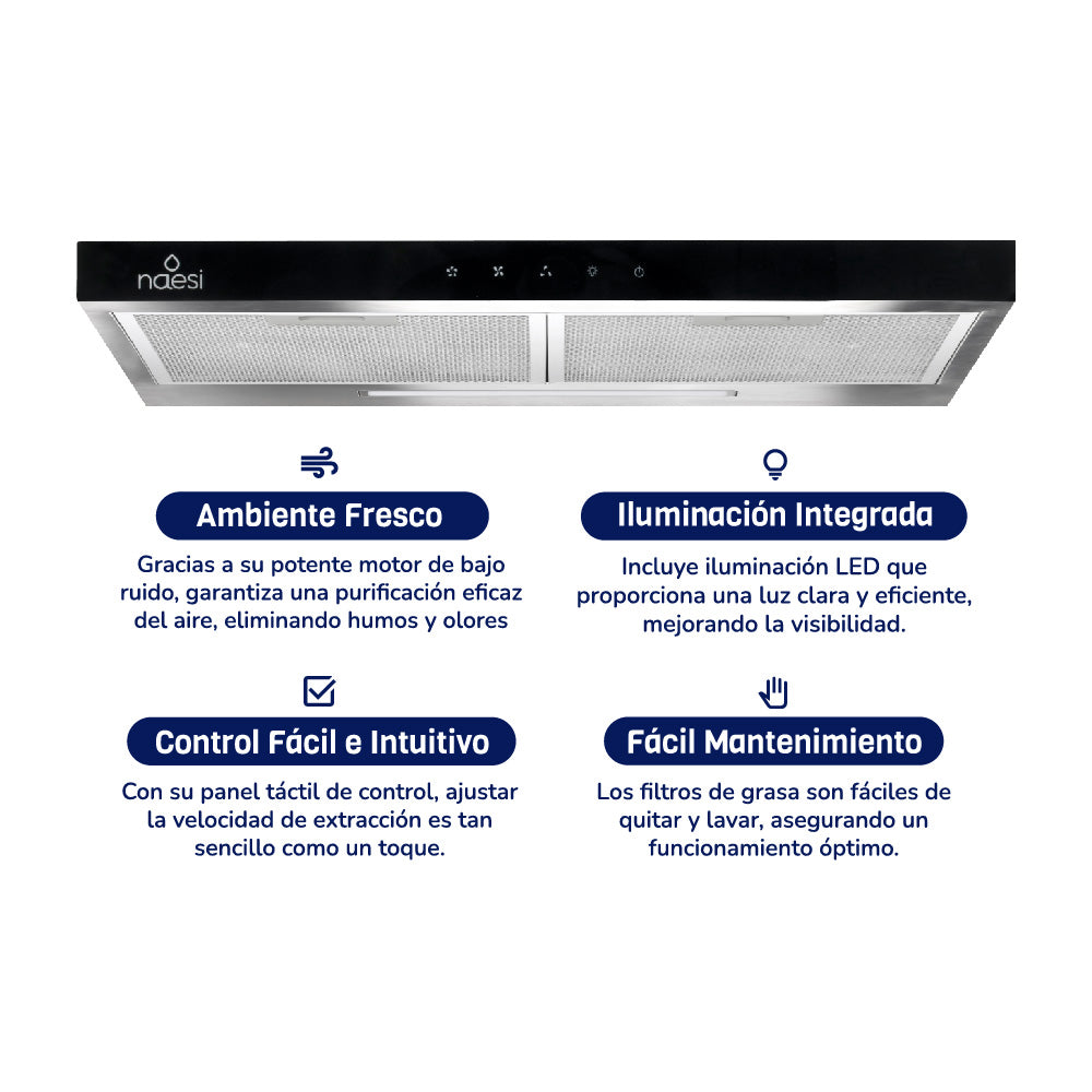 Campana De Cocina Slim Para Pared Touchless