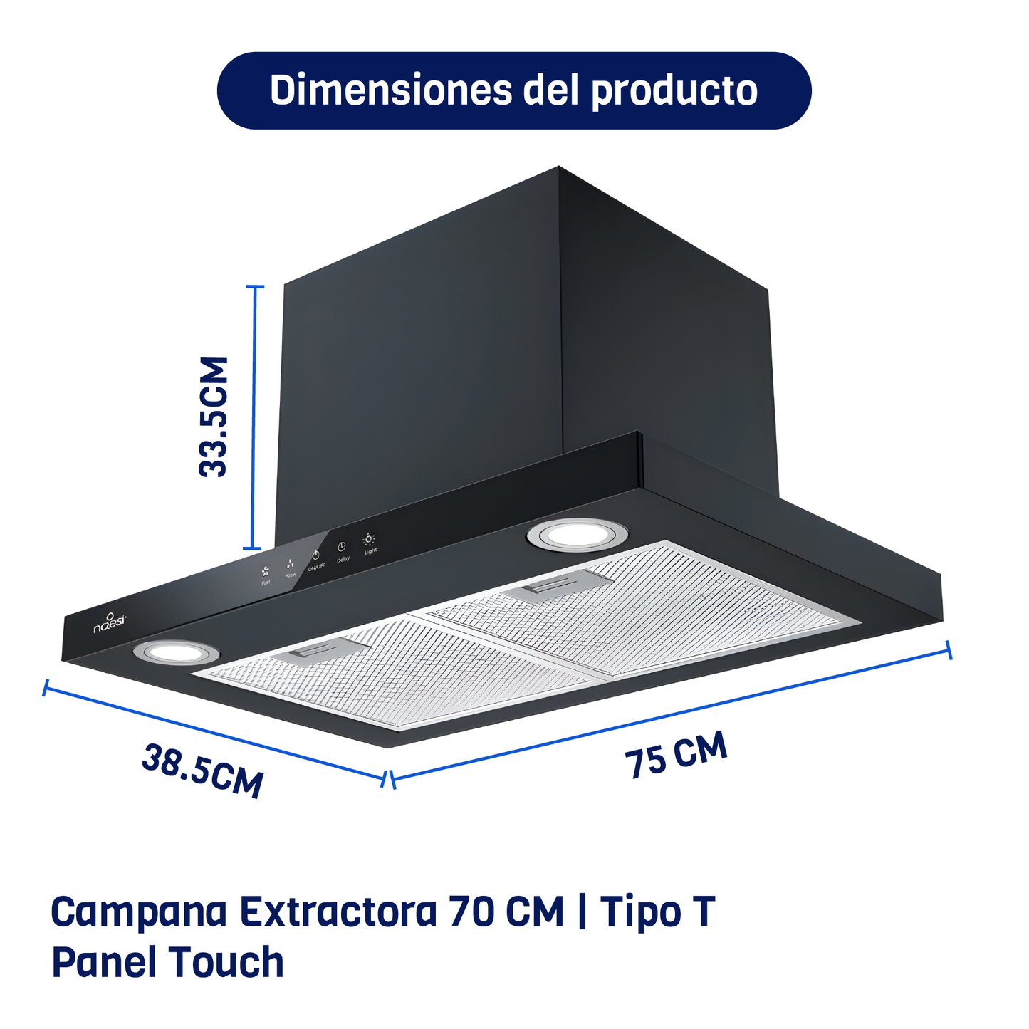 Campana De Cocina Extractora Tipo T Para Pared Touchless