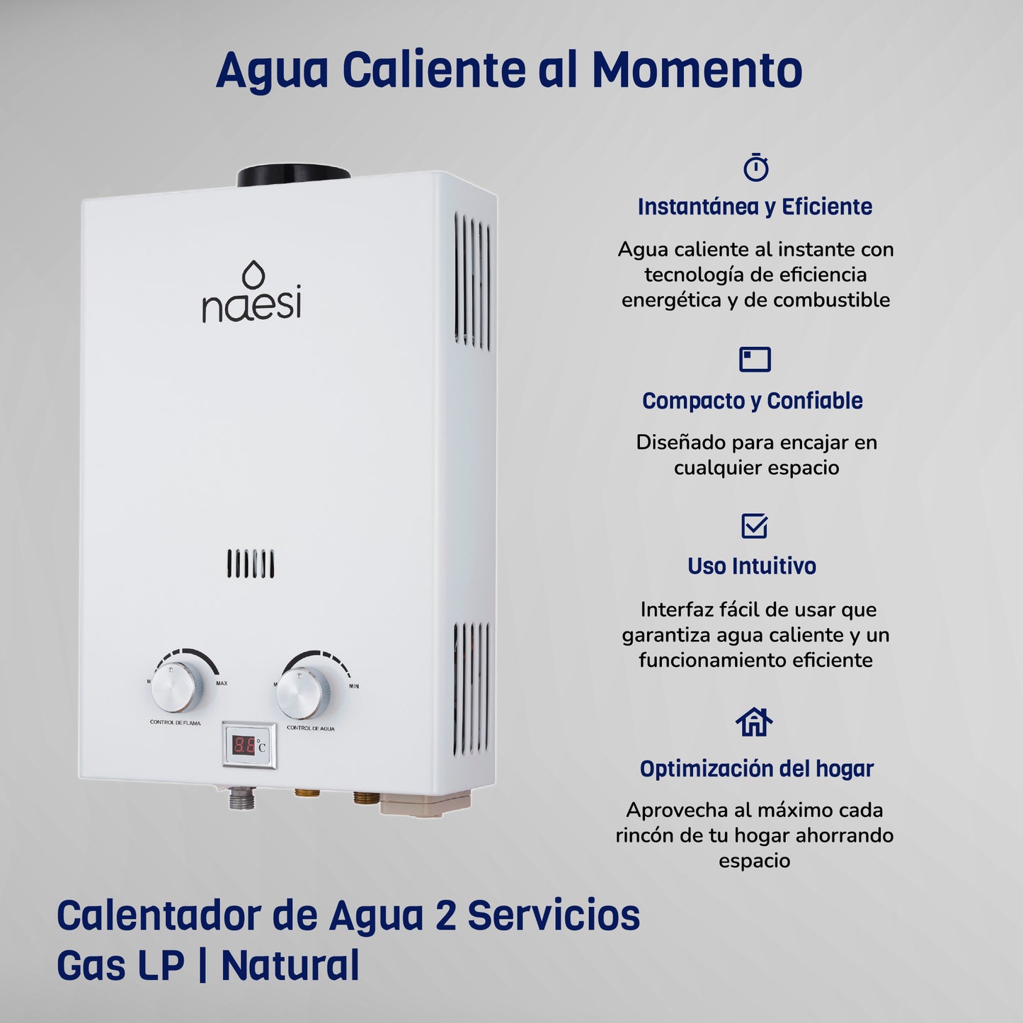Calentador De Agua A Gas 2 Servicios 12 L