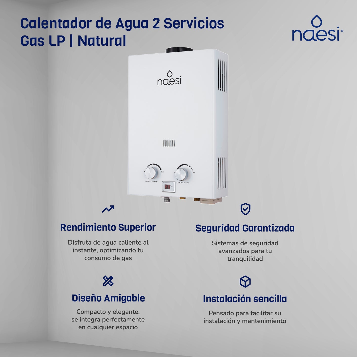 Calentador De Agua A Gas 2 Servicios 12 L