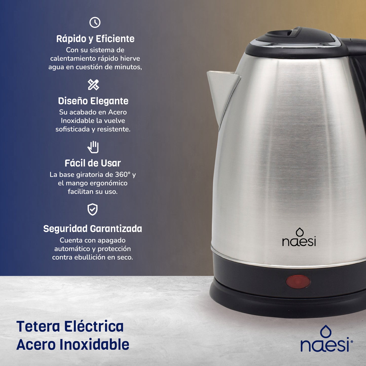 Tetera Eléctrica 1.8 L Acero Inoxidable