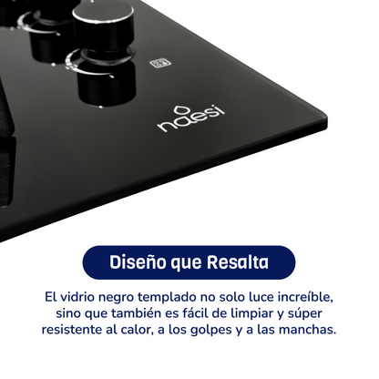 ⁠Parrilla A Gas De 4 Quemadores Vidrio Templado