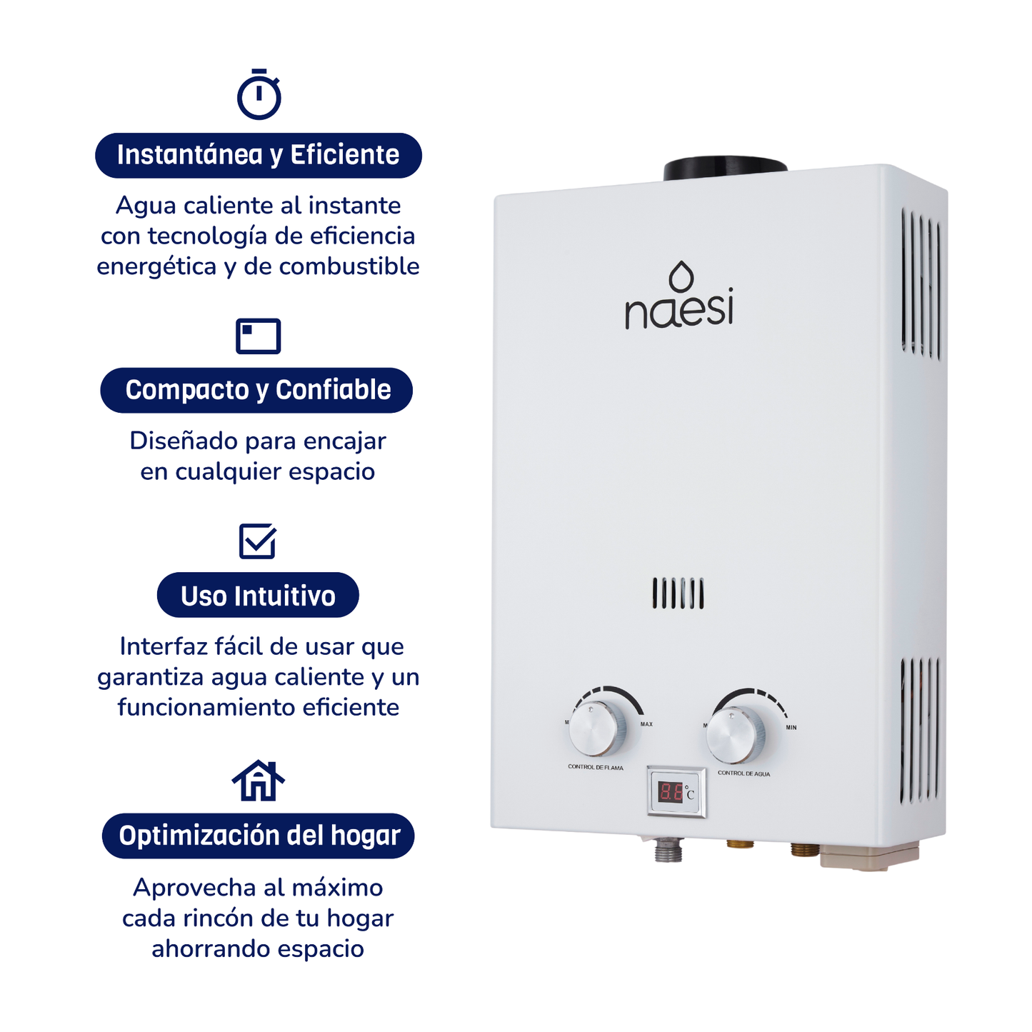 Calentador de Agua de Paso Naesi 12 L/m GAS  Naesi