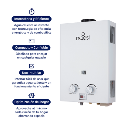 Calentador de Agua de Paso Naesi 12 L/m GAS  Naesi