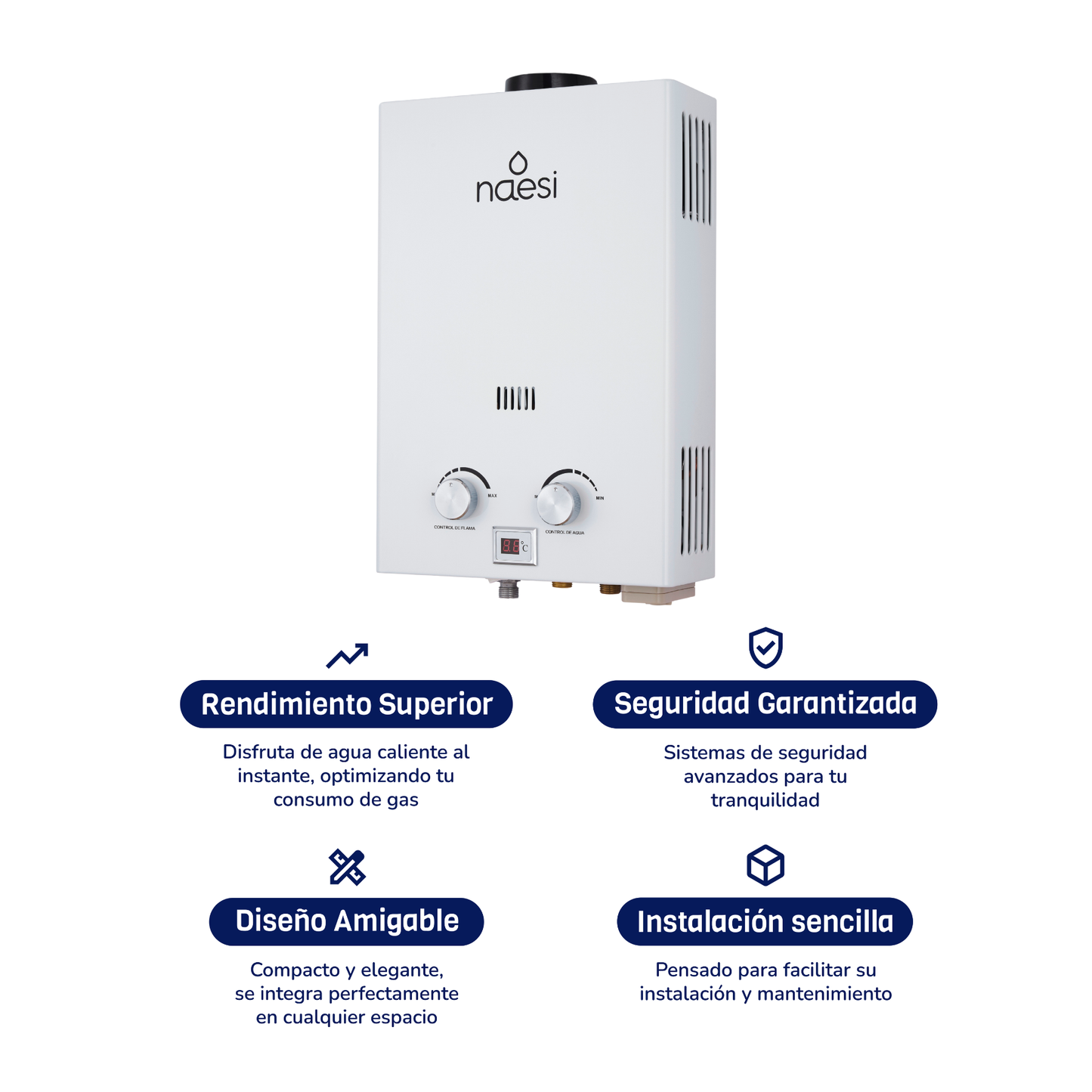 Calentador de Agua de Paso Naesi 12 L/m GAS  Naesi