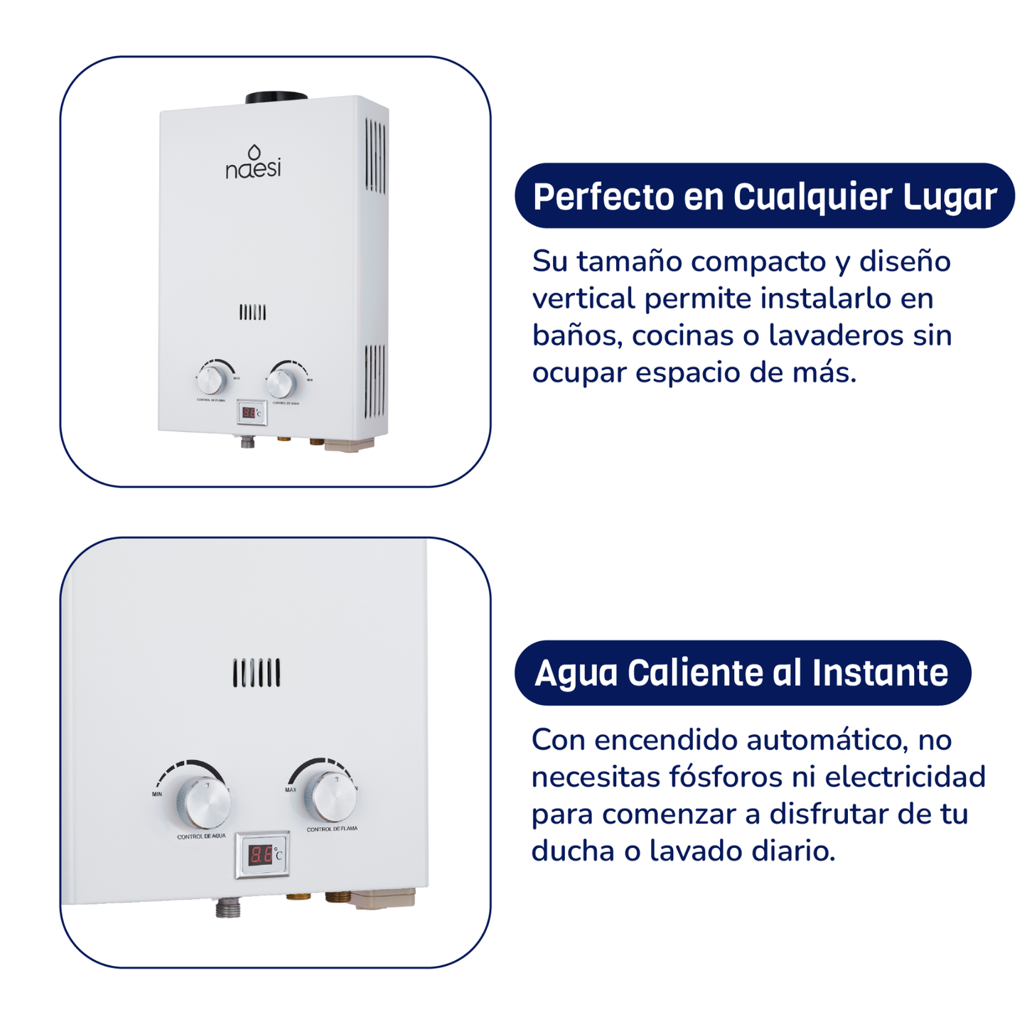 Calentador de Agua de Paso Naesi 6 L/m GAS Naesi