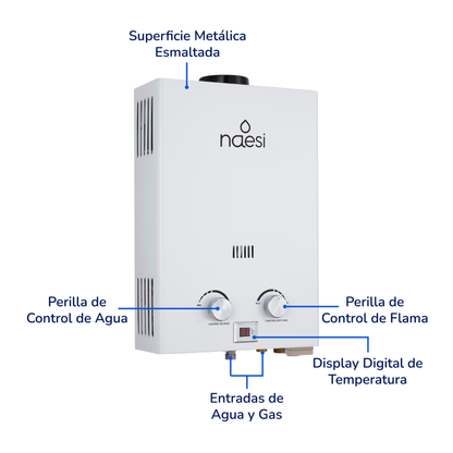 Calentador de Agua de Paso Naesi 12 L/m GAS  Naesi