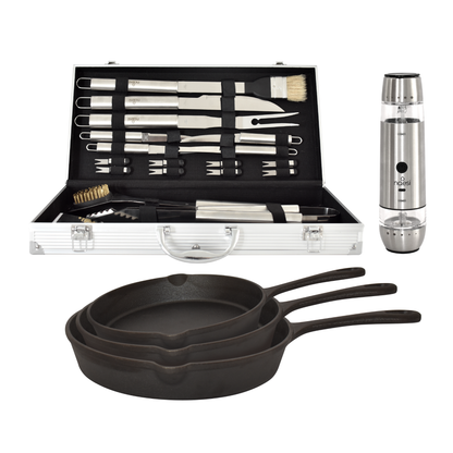 Combo Naesi – Sartenes de Hierro + Set Parrillero + Salero 2 en 1