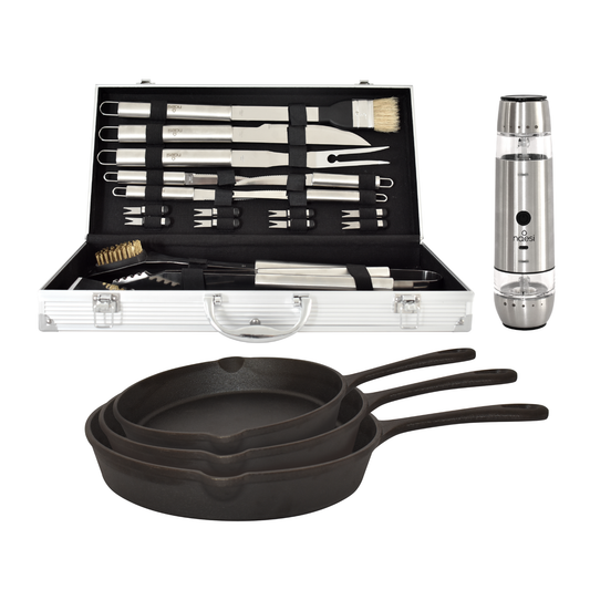 Combo Naesi – Sartenes de Hierro + Set Parrillero + Salero 2 en 1