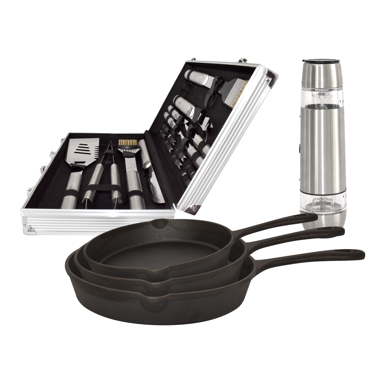 Combo Naesi – Sartenes de Hierro + Set Parrillero + Salero 2 en 1