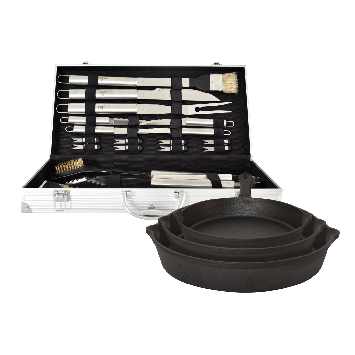 Combo Parrillero + Sartenes de Hierro Fundido NAESI