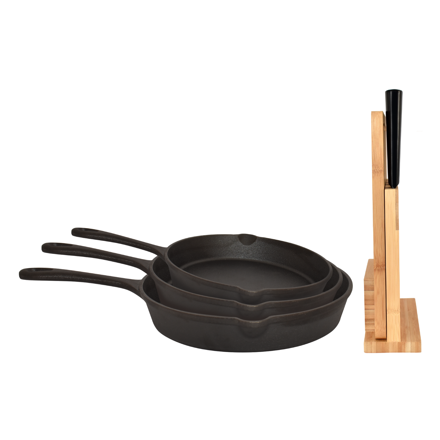 Combo Set de 3 Sartenes Hierro Forjado + Juego De Cuchillos 6 piezas Naesi