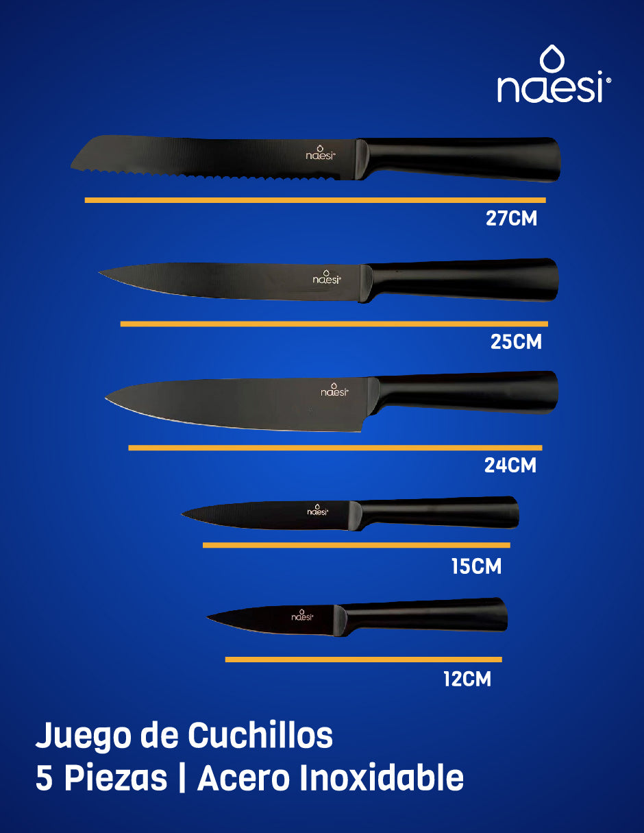 Combo Sartenes de Hierro Forjado + Juego de 5 Cuchillos Acero Inoxidable