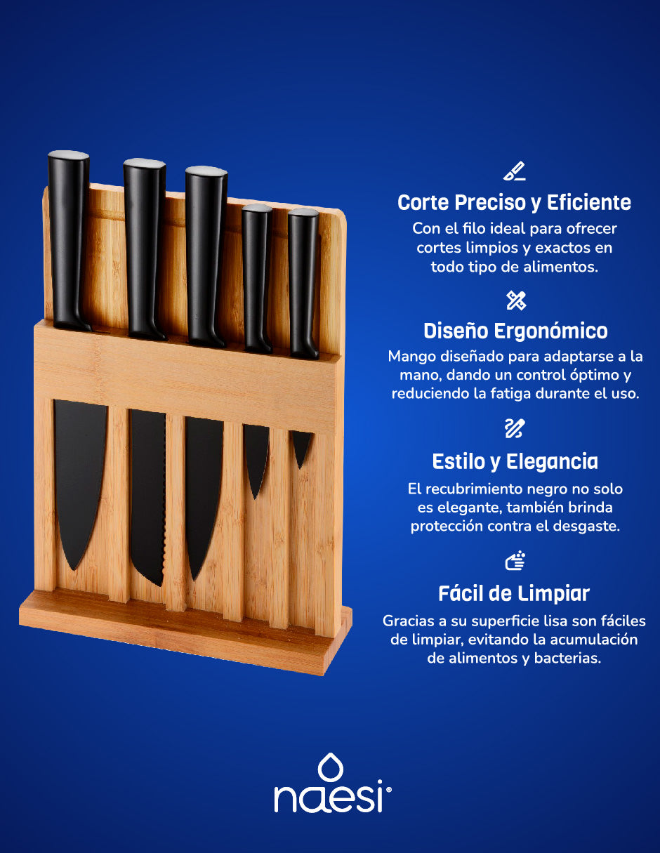 Combo Sartenes de Hierro Forjado + Juego de 5 Cuchillos Acero Inoxidable