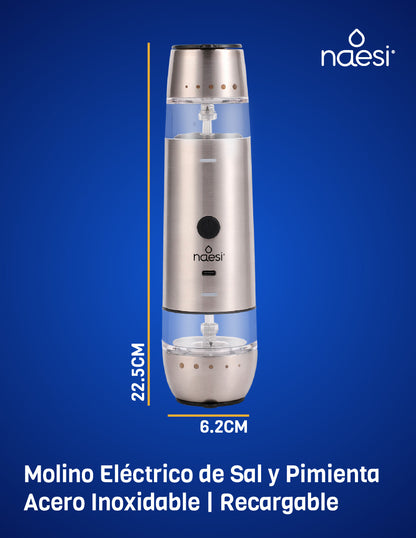 Combo Sartén de Hierro Forjado + Salero Pimentero 2 en 1 Ajustable