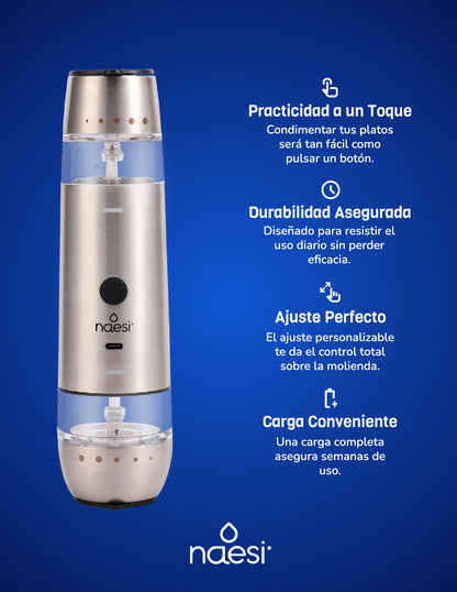 Combo Sartén de Hierro Forjado + Salero Pimentero 2 en 1 Ajustable