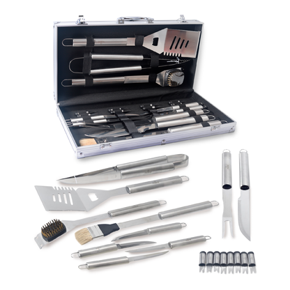 Set Parrillero 18 Piezas Acero Inoxidable