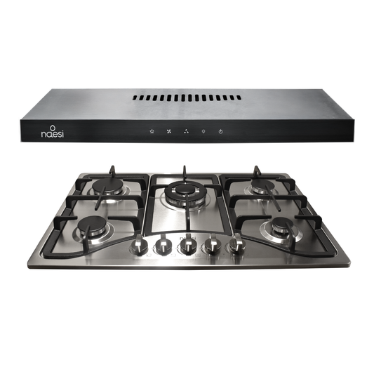 Combo Campana Slim Con Luz Led 75 Cm + Parrilla Empotrable 5 Quemadores Acero Inoxidable