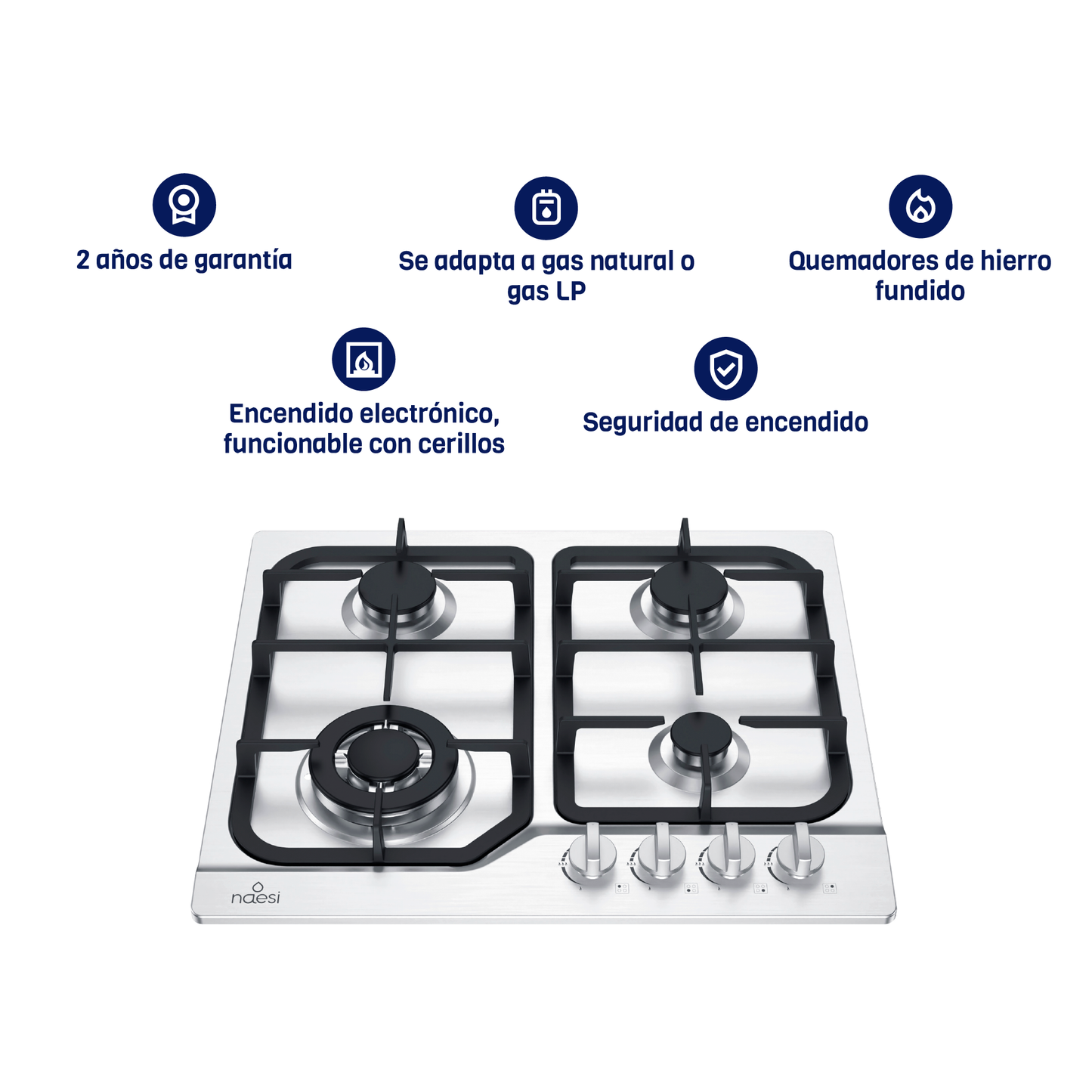 ⁠Parrilla A Gas De 4 Quemadores Acero Inoxidable