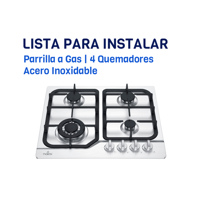 ⁠Parrilla A Gas De 4 Quemadores Acero Inoxidable