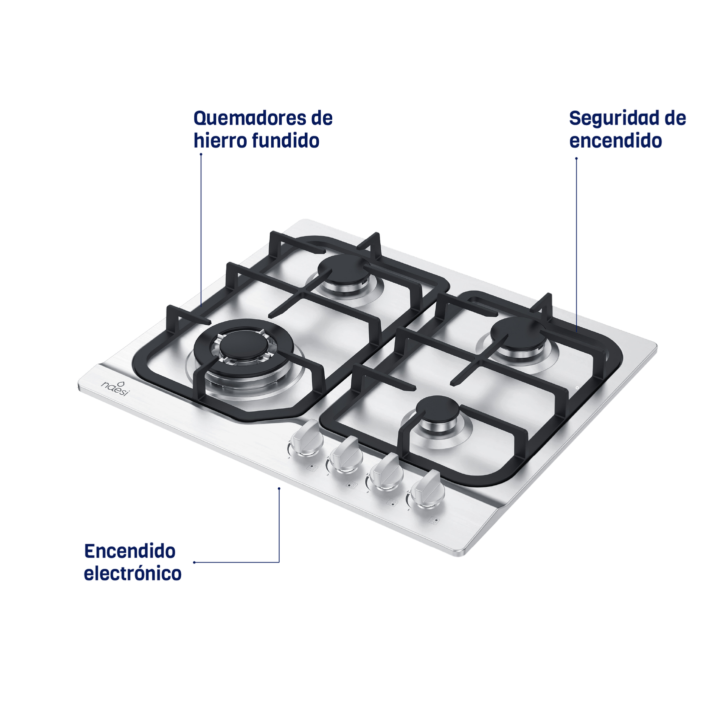 ⁠Parrilla A Gas De 4 Quemadores Acero Inoxidable