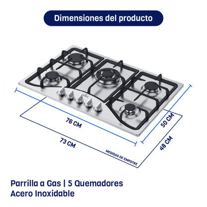 Parrilla A Gas De 5 Quemadores Acero Inoxidable