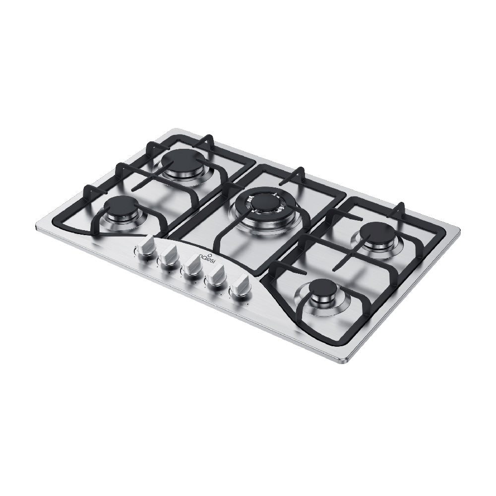 Combo Campana Slim Con Luz Led 75 Cm + Parrilla Empotrable 5 Quemadores Acero Inoxidable