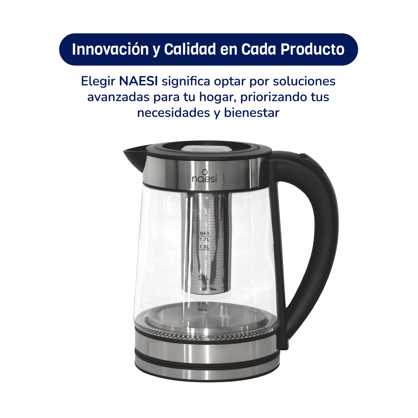 Tetera Eléctrica Con Infusor 1.7 L Vidrio