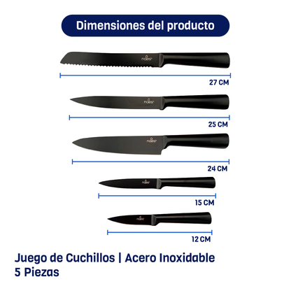 Combo Set de 3 Sartenes Hierro Forjado + Juego De Cuchillos 6 piezas Naesi