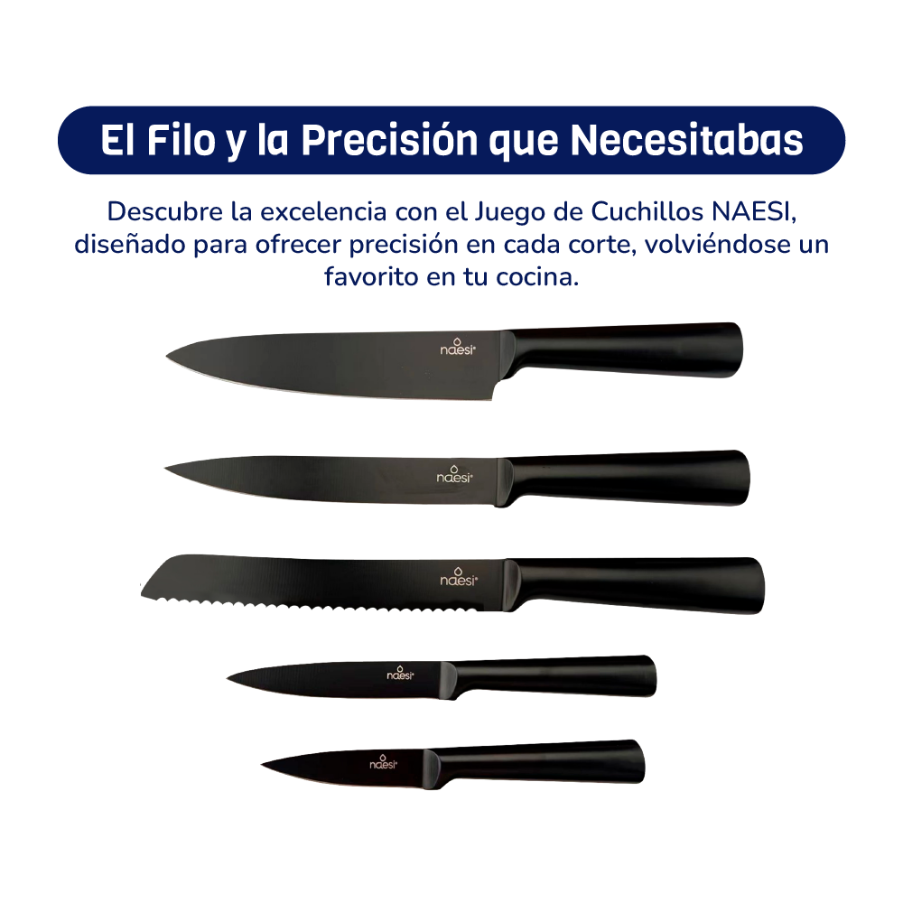 Juego De 5 Cuchillos Acero Inoxidable
