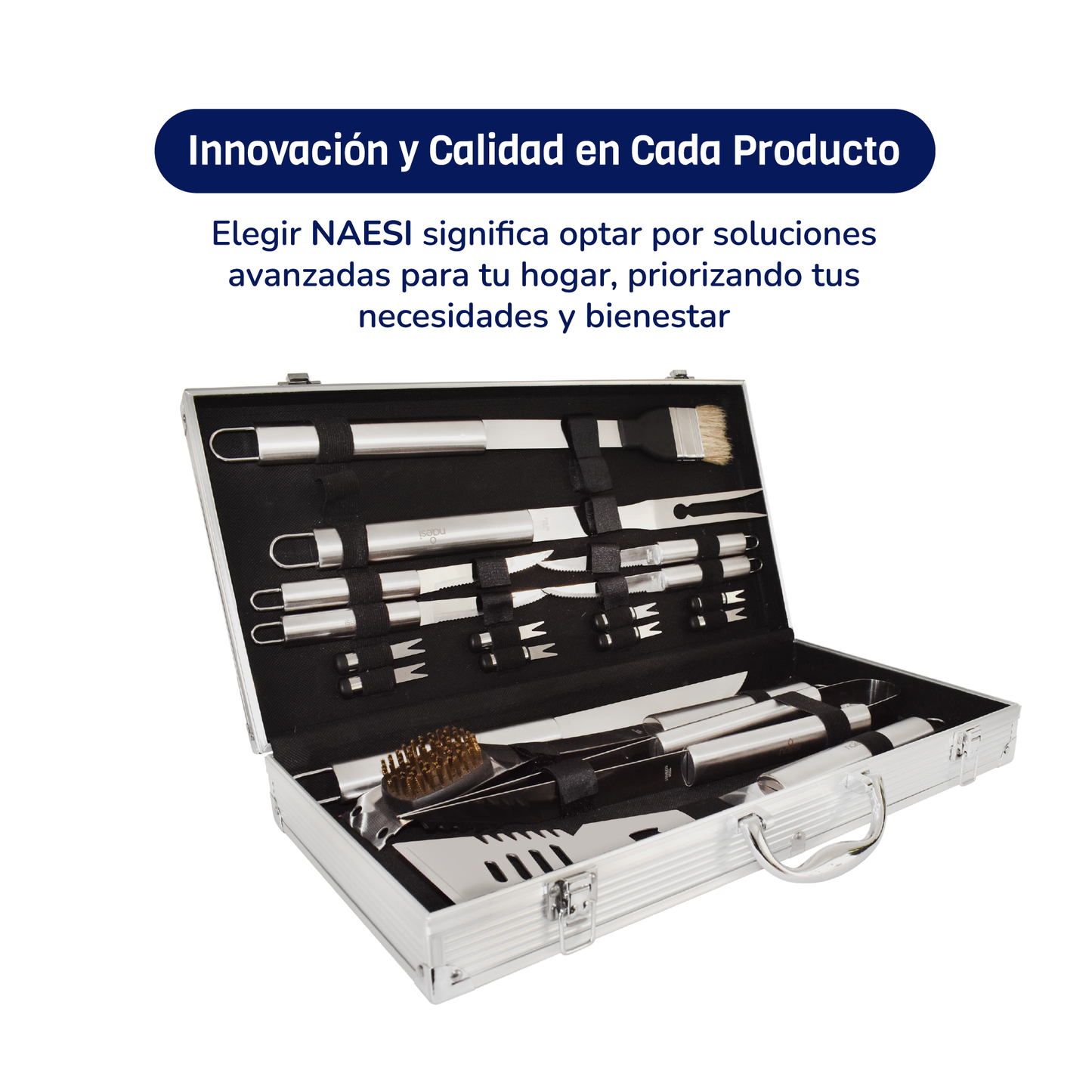 Set Parrillero 18 Piezas Acero Inoxidable
