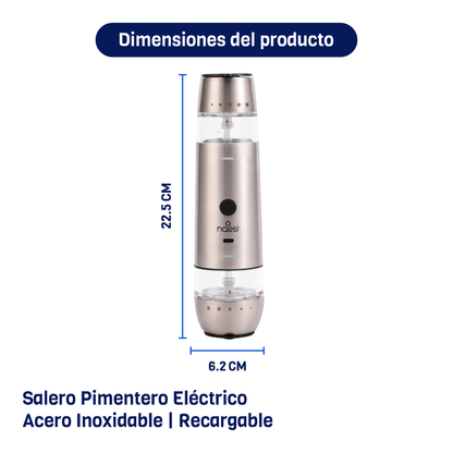 Salero Pimentero Eléctrico 2 en 1 Vidrio