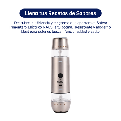 Salero Pimentero Eléctrico 2 en 1 Vidrio
