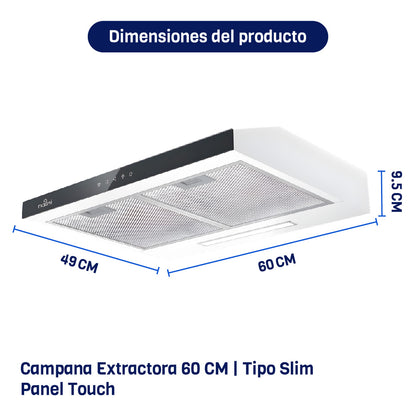 Campana De Cocina Extractora-Purificadora 60 cm Para Pared Naesi