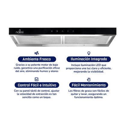 Campana De Cocina Extractora-Purificadora 60 cm Para Pared Naesi