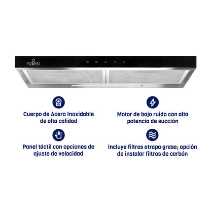 Campana De Cocina Extractora-Purificadora 60 cm Para Pared Naesi