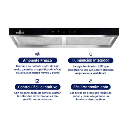 Campana De Cocina Slim Para Pared Touchless