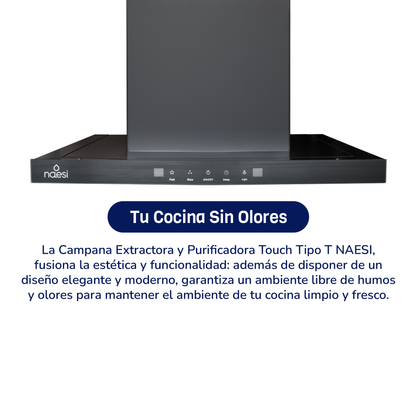 Campana De Cocina Extractora Tipo T Para Pared Touchless