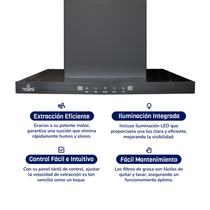 Campana De Cocina Extractora Tipo T Para Pared Touchless