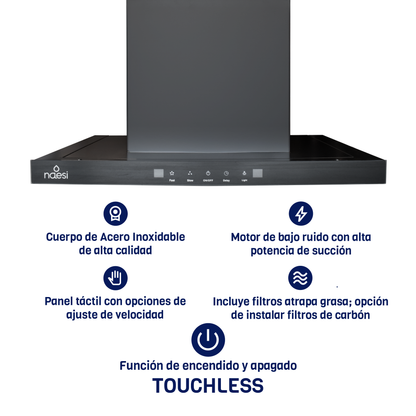 Campana De Cocina Extractora Tipo T Para Pared Touchless